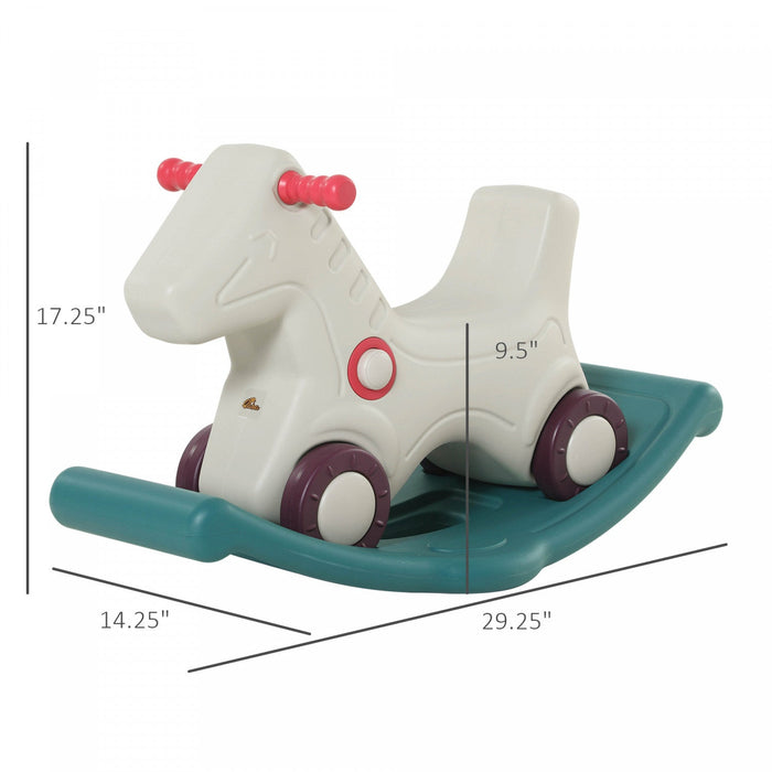 Qaba Rocking Horse 2 In 1 Ride On Toys And Sliding Car For Kids Baby Rocker Roller Toddler Playset I