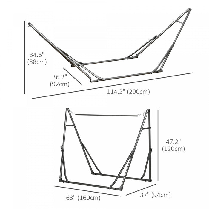 Outsunny 2-in-1 Steel Hammock Stand, Foldable Hammock Net Stand, Black