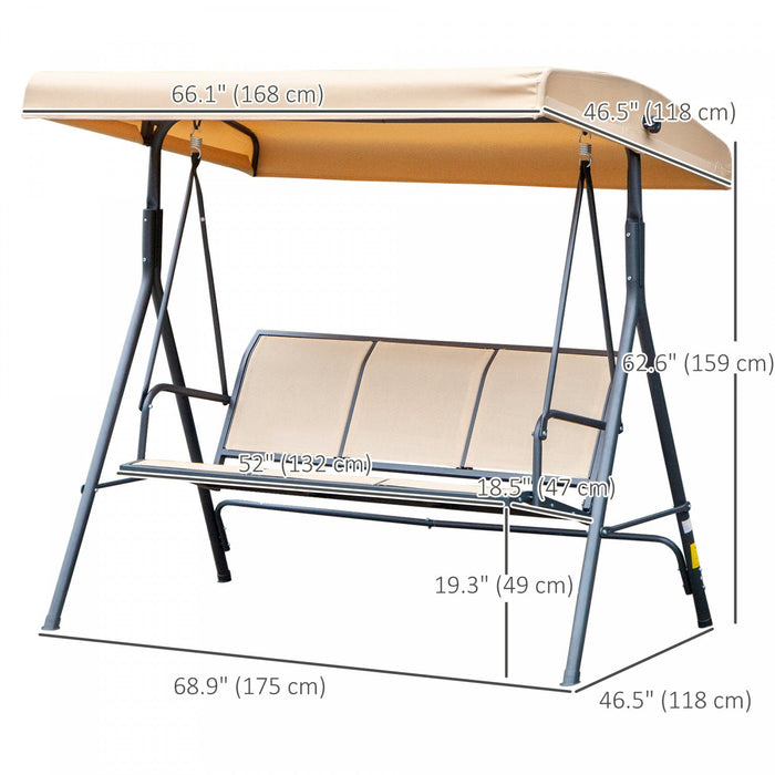 Outsunny 3-seater Swing Chair Covered, Beige