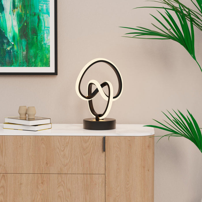 11\" Matte Black Loop Design  LED Table Lamp 