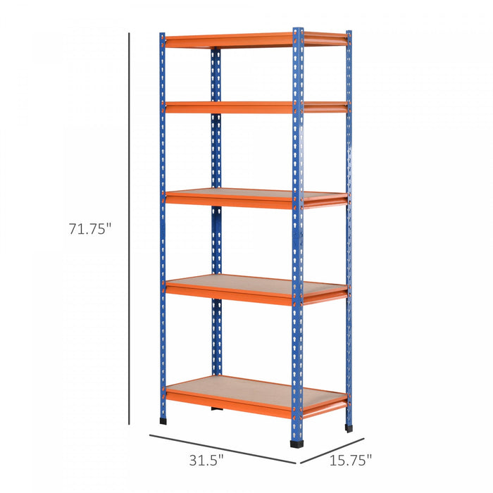 Homcom 5-tier Storage Shelf Rack With Adjustable Shelves