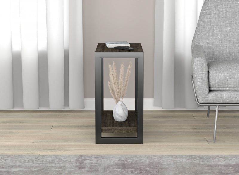 23” Classic Narrow Accent Table With Storage Shelf - Dark Grey 