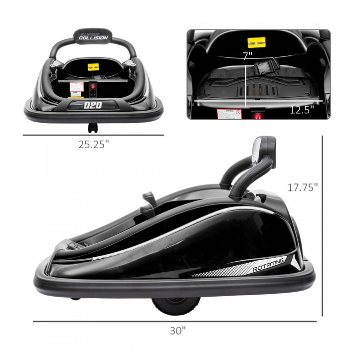 Aosom 12v Kids Bumper Car, 360° Rotation Electric Powered Ride-On Car, Twins Motor Battery Powered T
