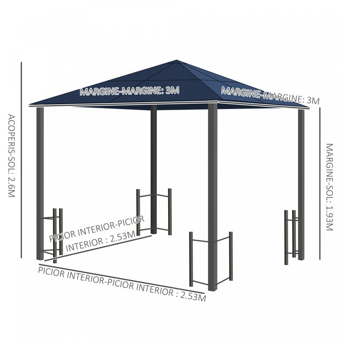 Outsunny 10' X 10' Hardtop Gazebo With Pc Board Roof And Aluminum Frame, Patio Gazebo With Curtains 