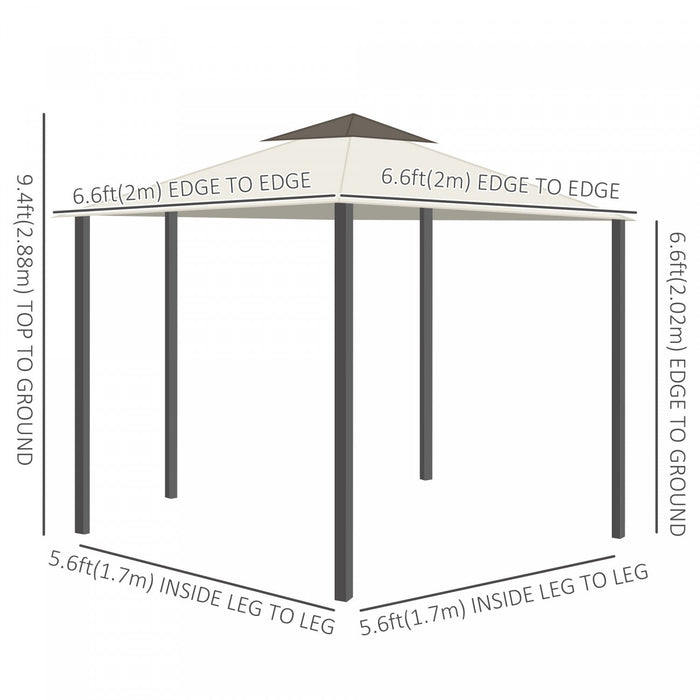 Outsunny 13x13ft Hexagonal Patio Gazebo, Double roof Garden Pavilion Outdoor Marquee Canopy Wedding 