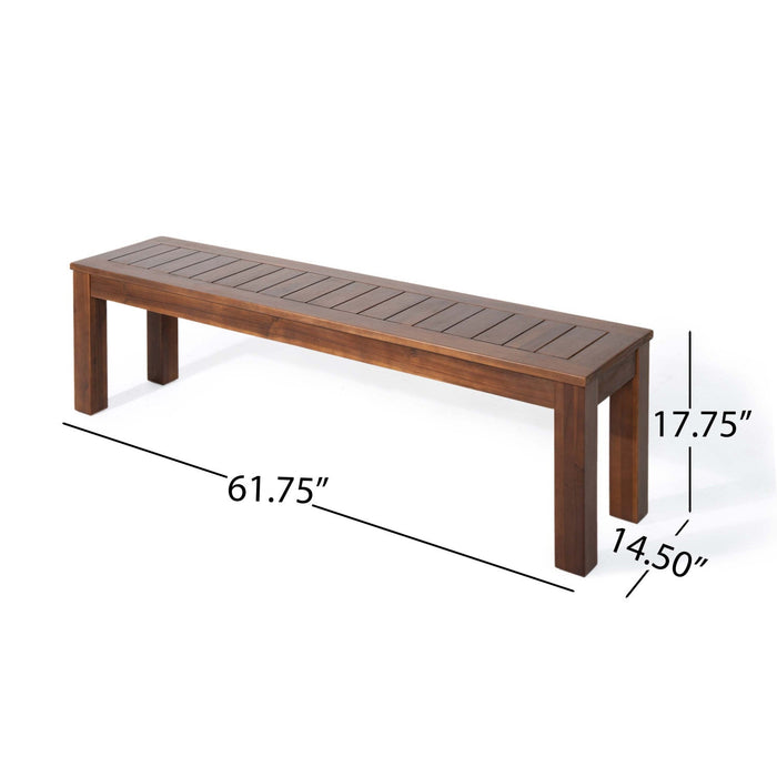 Georgia 61.75\" Slatted Acacia Wood Bench Set Of 2 - Dark Brown 