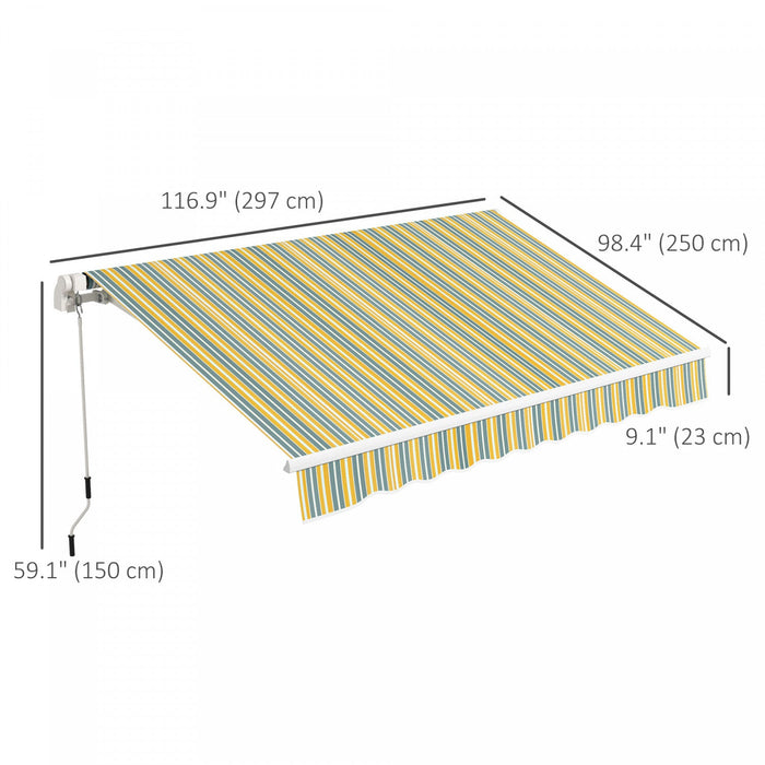 Outsunny 10' X 8' Retractable Awning With LED Lights, Uv40+, Yellow/grey
