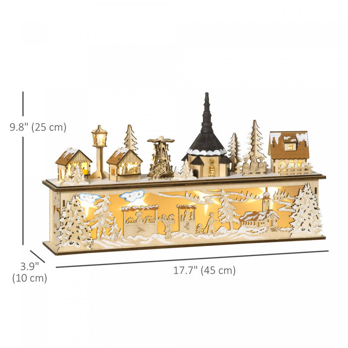 Homcom LED Lighted Christmas Village Houses With Church Windmill Families