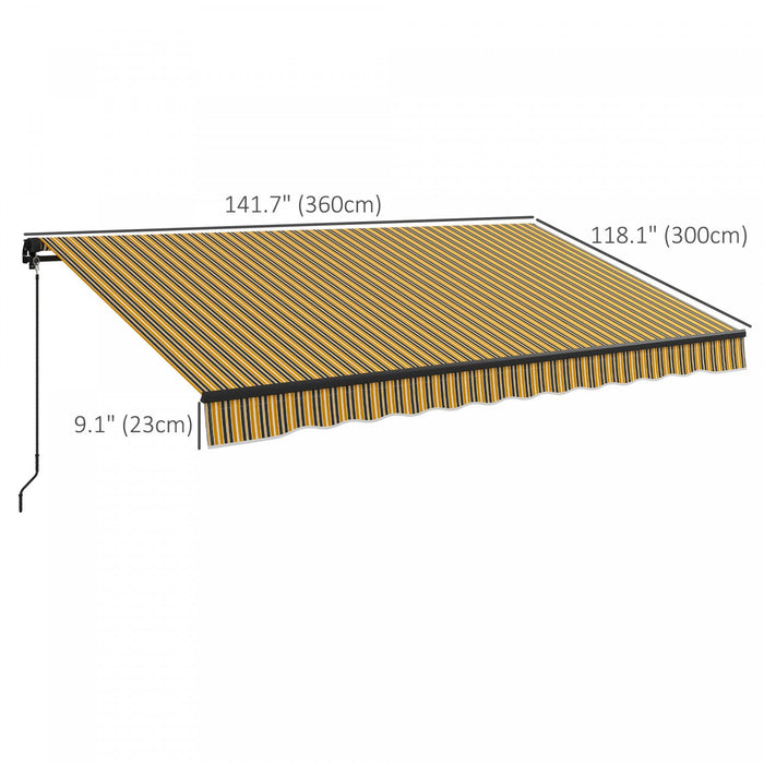 Outsunny 12' X 10' Retractable Awning, Patio Awning Sunshade Shelter With Manual Crank Handle, 280gs