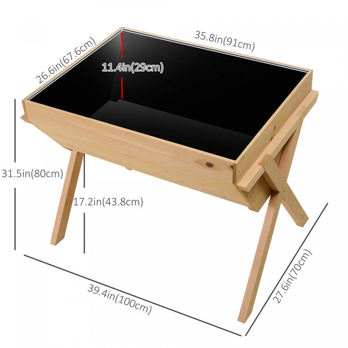 Outsunny 39'' X 28'' Raised Garden Bed With Legs, Elevated Wooden Planter Box With Bed Liner For Veg