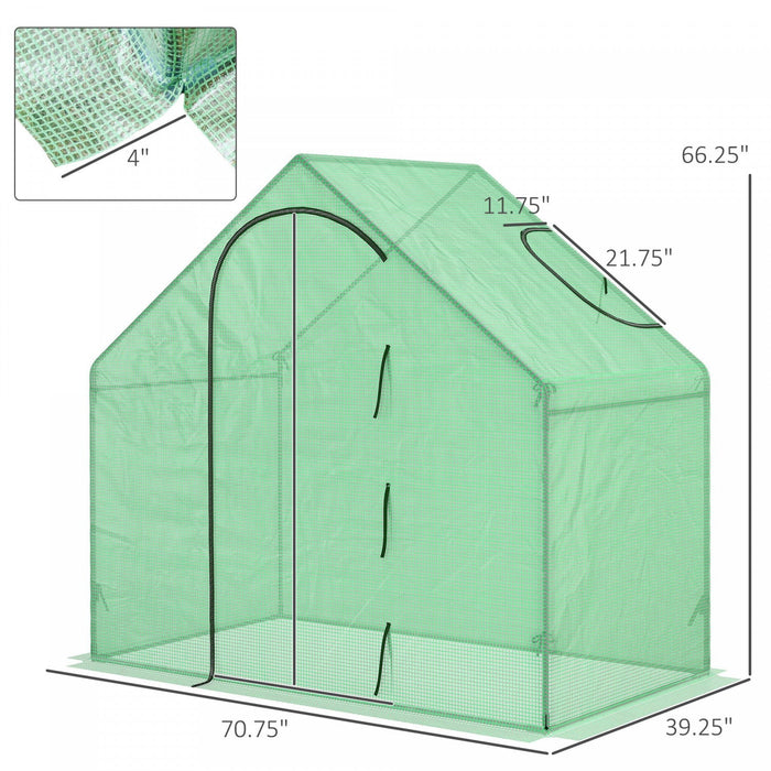 Outsunny 6'x3.3'x5.5' Walk-in Garden Greenhouse With Door And Top Window, Portable Mini Greenhouse F