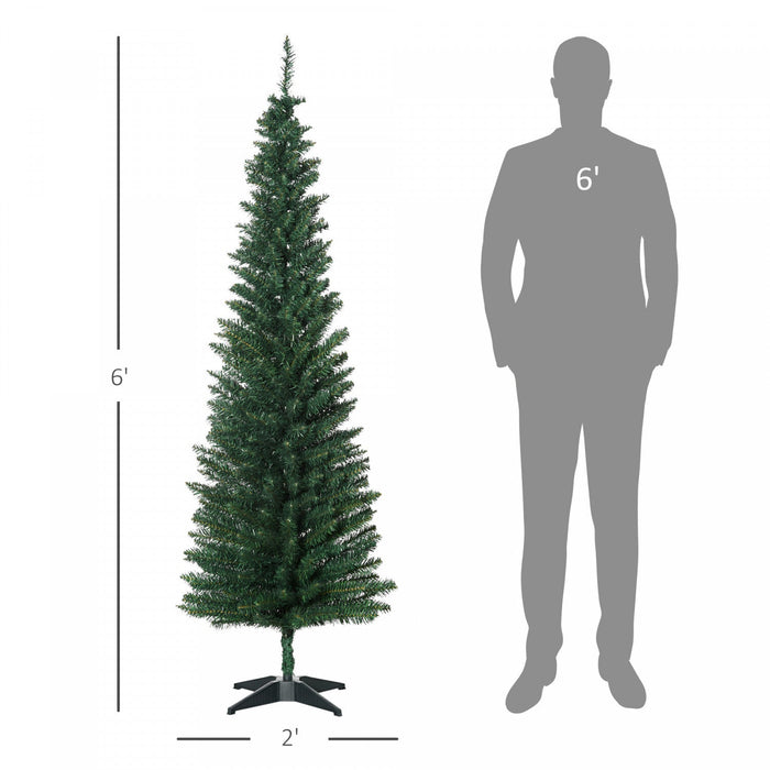 Homcom 6ft Pencil Artificial Christmas Tree With 390 Branches