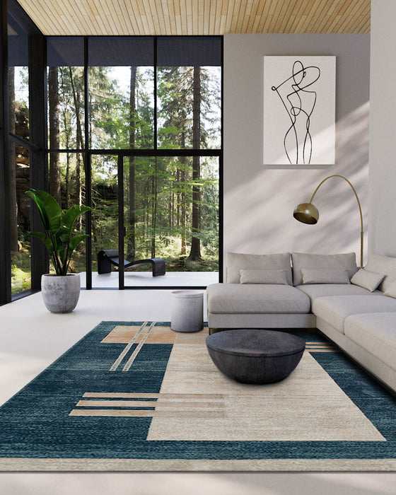 Sorelle Contemporary 7'9\" x 9'10\" Area Rug in Blue Indoor Area Rug 