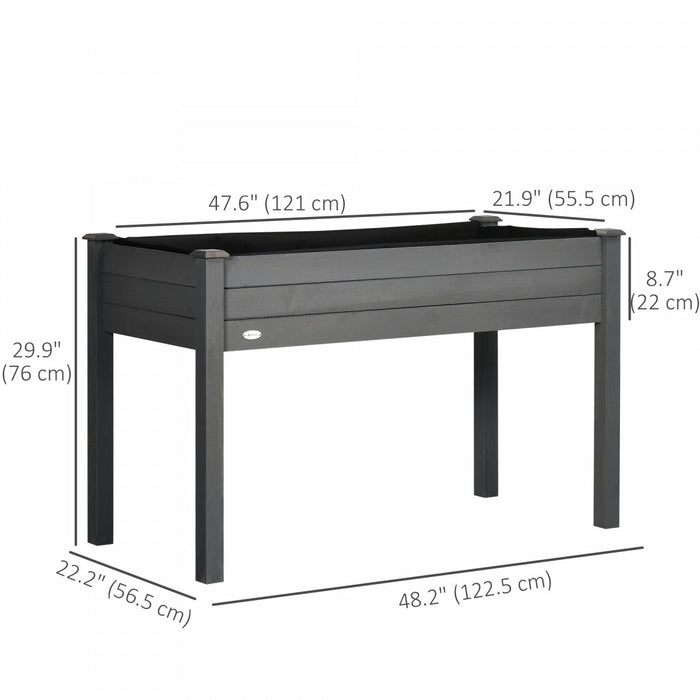 Outsunny 48"x22"x30" Elevated Planter Box, Wooden Patio Raised Garden Bed