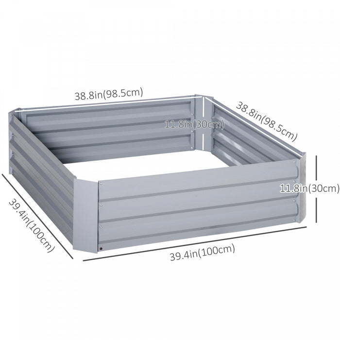 Outsunny 39\" X 39\" X 12\" Set Of 2 Raised Garden Bed, Elevated Planter Box With Galvanized Steel Fram