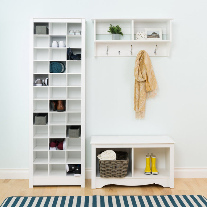 Thirty-Six Pair Shoe Storage Rack - White