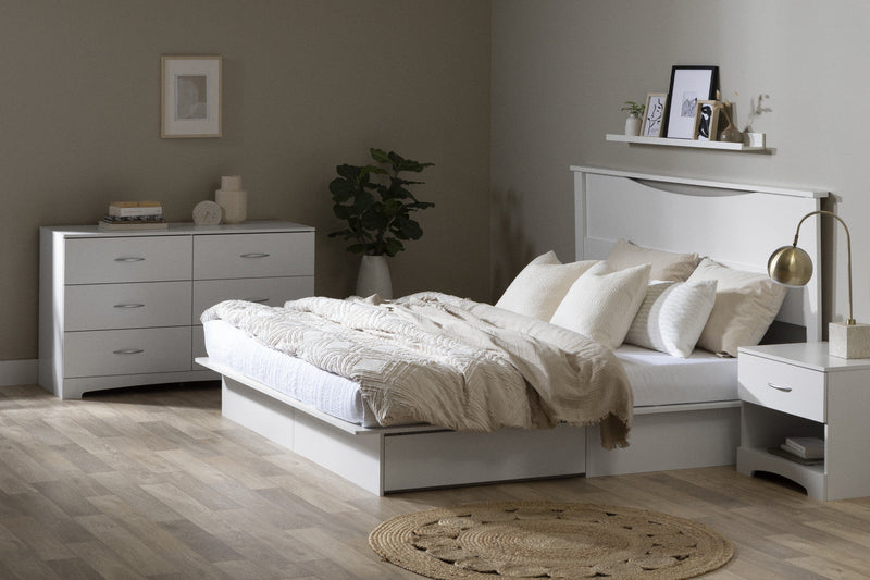 Step One Platform Bed With Drawers - Pure White 