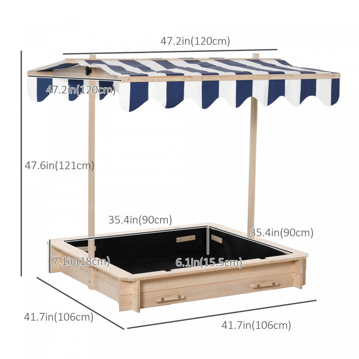 Kids Wooden Sandbox With Lid Outdoor Backyard Playset Children Sand Play Station W/adjustable Cover 