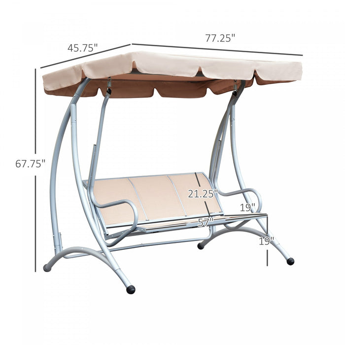 Outsunny 3 Person Patio Swing Seats With Adjustable Canopy Outdoor Swing Chair Bench For Garden, Poo