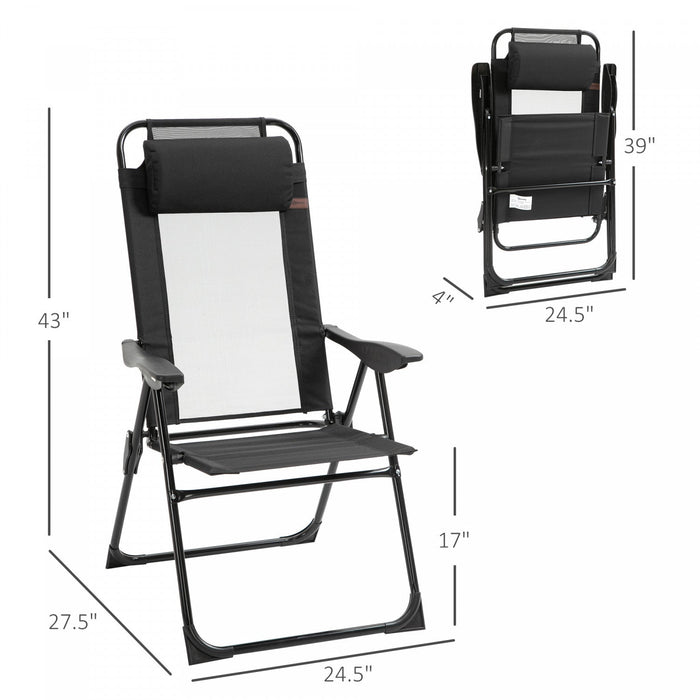 Outsunny Set Of 4 Portable Folding Recliner, Black