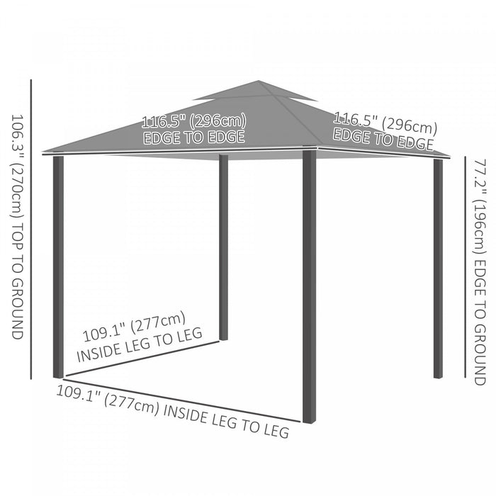 Outsunny 10' X 10' Outdoor Patio Gazebo Shelter Tent W/ Sidewalls, Grey
