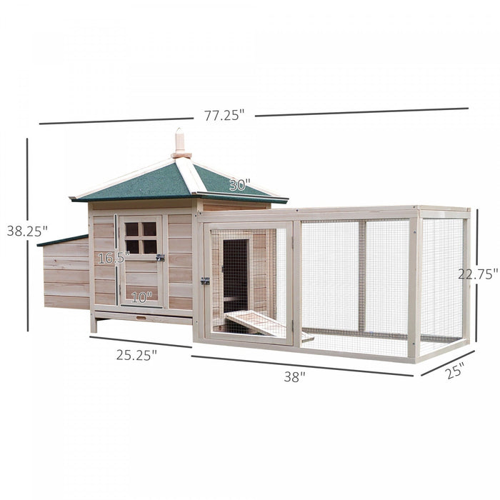 Pawhut 77\" Chicken Coop Hen House Rabbit Hutch Poultry Cage Pen Outdoor Backyard With Nesting Box Ru