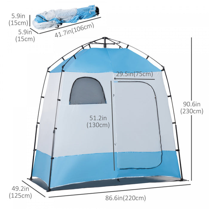 Outsunny Pop Up Shower Tent, Portable Privacy Shelter For 2 Persons, Changing Room With 2 Windows, 3