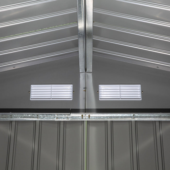 Outsunny 9' X 6' Garden Storage Shed With Floor Foundation, Metal Tool Storage House With Double Doo