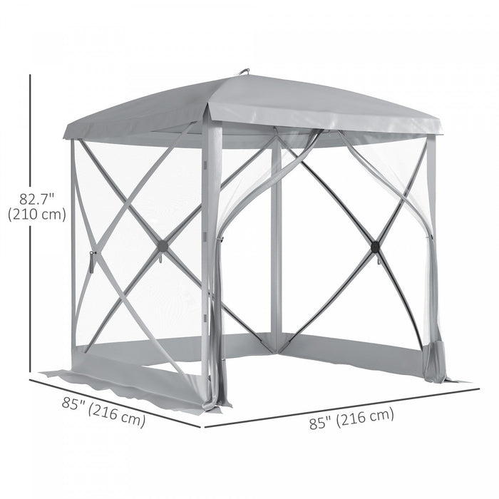 Outsunny Pop-up Screen House Gazebo Camping Instant Setup Tent, Light Grey