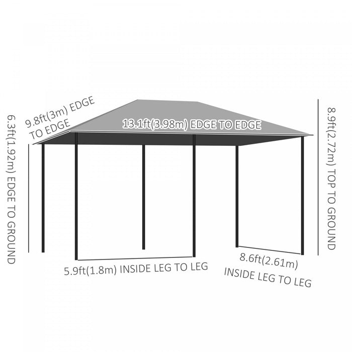 Outsunny 10' X 13' Outdoor Patio Gazebo Garden Pavilion Backyard Canopy Party Tent Shelter Summer Su