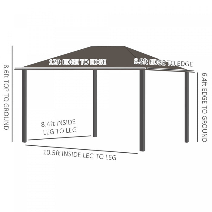 Outsunny 10' X 12' Deluxe Hardtop Gazebo With Metal Roof, Aluminum Frame Patio Gazebo Garden Sun She