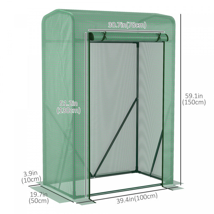 Outsunny 39\" X 20\" X 59\" Outdoor Tomato Greenhouse With Zipper Roll-up Door, Mini Plant Growhouse Ho
