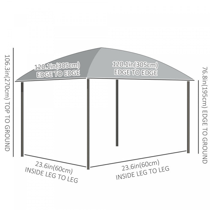 Outsunny 10' X 10' Outdoor Gazebo Canopy, Hardtop Gazebo With uv60+ Polycarbonate Roof, Solid Steel 