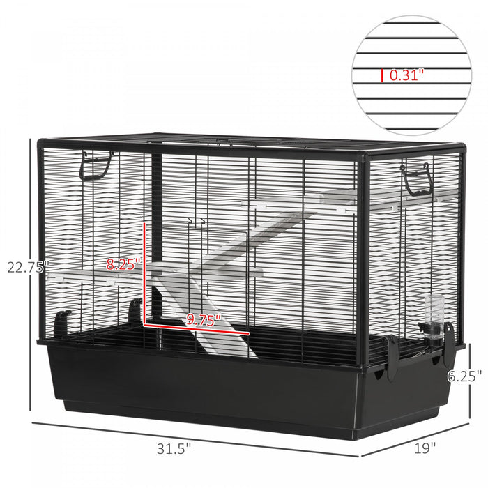 Pawhut 3-tier Hamster Cage, Guinea Pig Cage, Pet Chinchillas Play House Indoor With Accessories Food