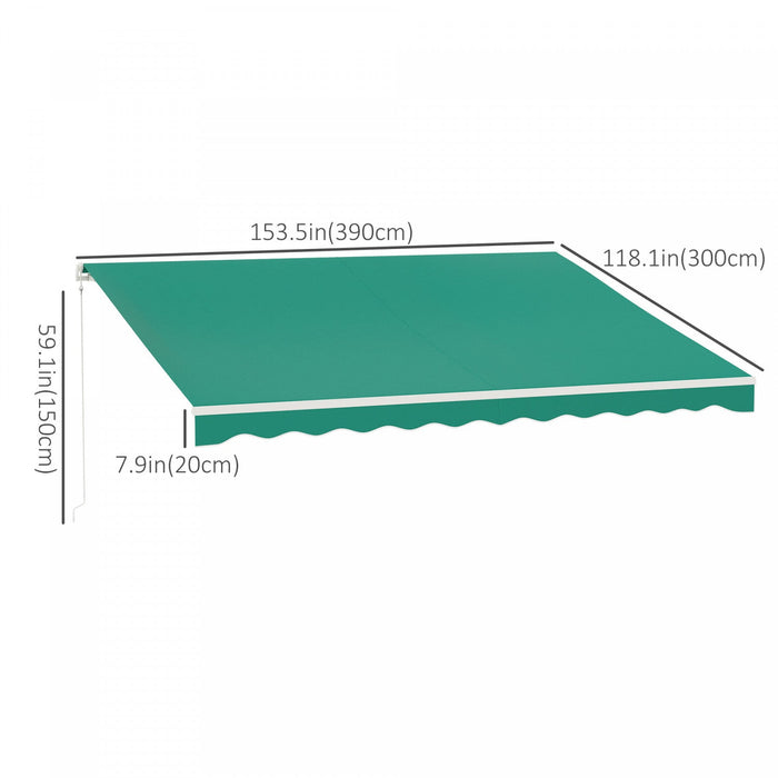 Outsunny 10' X 13' Electric Retractable Awning W/ Remote Controller, Green