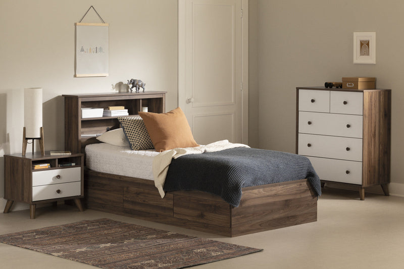 Yodi Bookcase Headboard - Natural Walnut