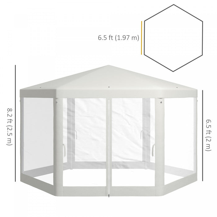 Outsunny Hexagonal Patio Gazebo Tent, Creamy White