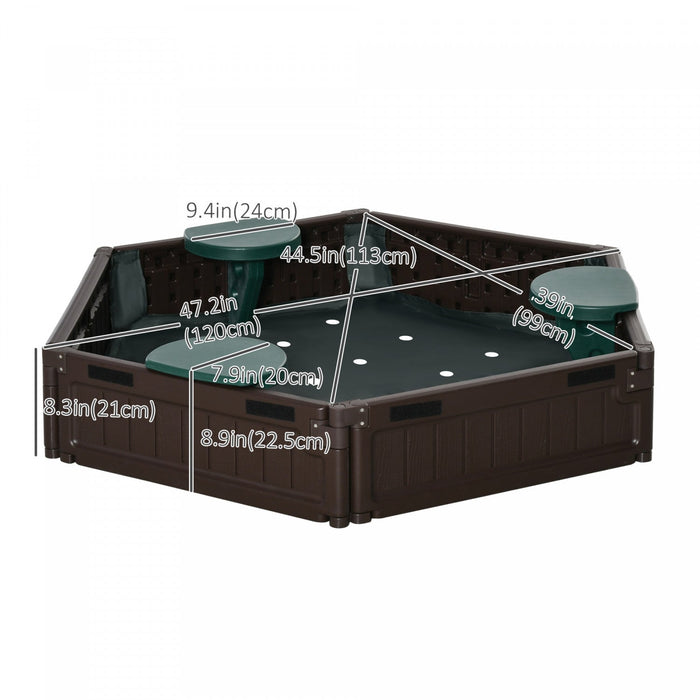 Kids Outdoor Sandbox, With Waterproof Oxford Canopy, Bottom Fabric Liner, Children Playset For 3-12 