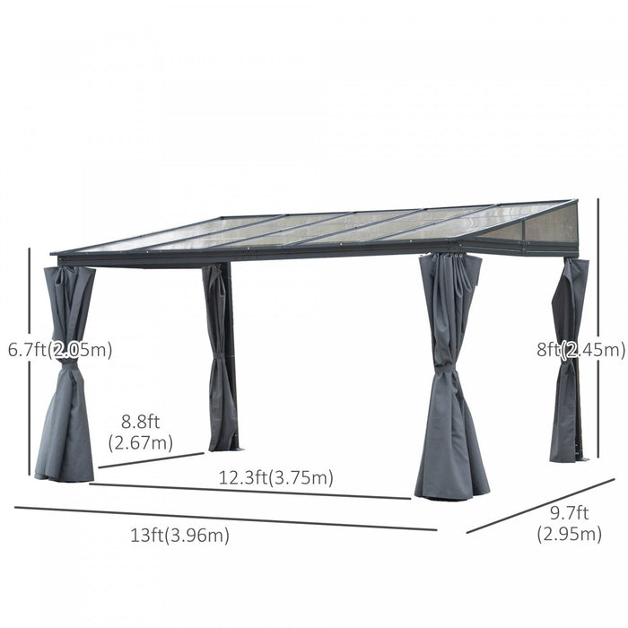 Outsunny 10' X 13' Outdoor Hardtop Pergola Pc Roof Gazebo Party Tent Garden Sun Shelter Waterproof A