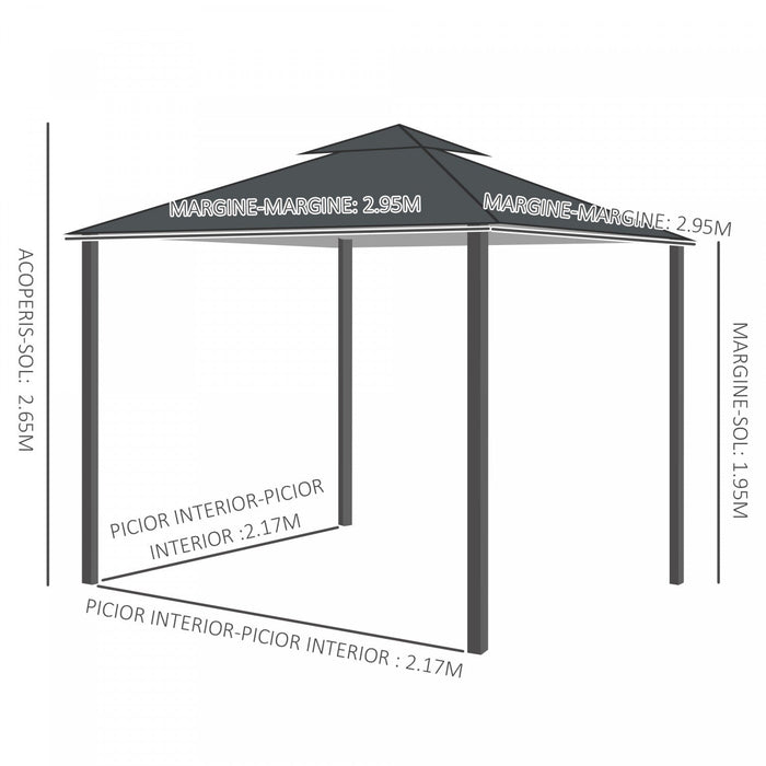 Outsunny 10' X 10' Patio Gazebo Outdoor, Canopy Shelter With Double-tier Roof, Pavilion Sidewalls Fo