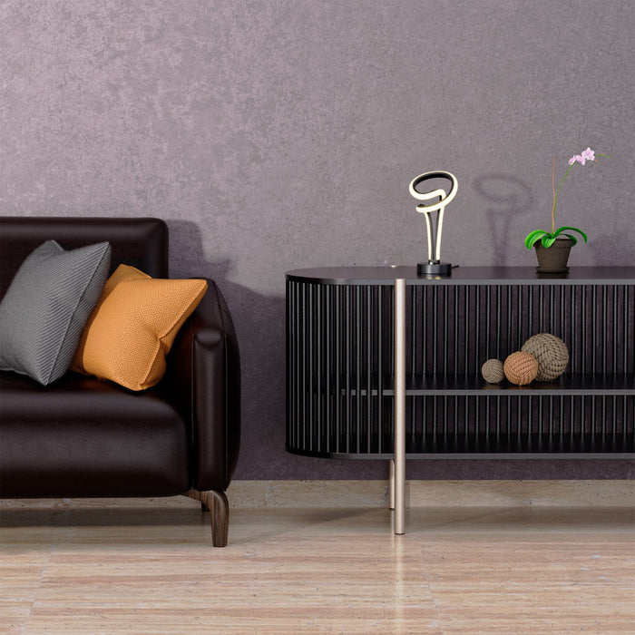 11\" Matte Black and Rose Gold Loop Design LED Table Lamp 