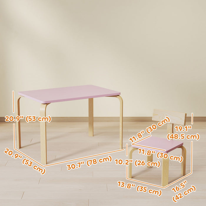 Qaba Kids Table and 2 Chair Set, Toddler Table and Chairs, Children Multi-Activity Furniture Set for Playing, Learning, Eating, Craft, Gift for Boys Girls, Pink