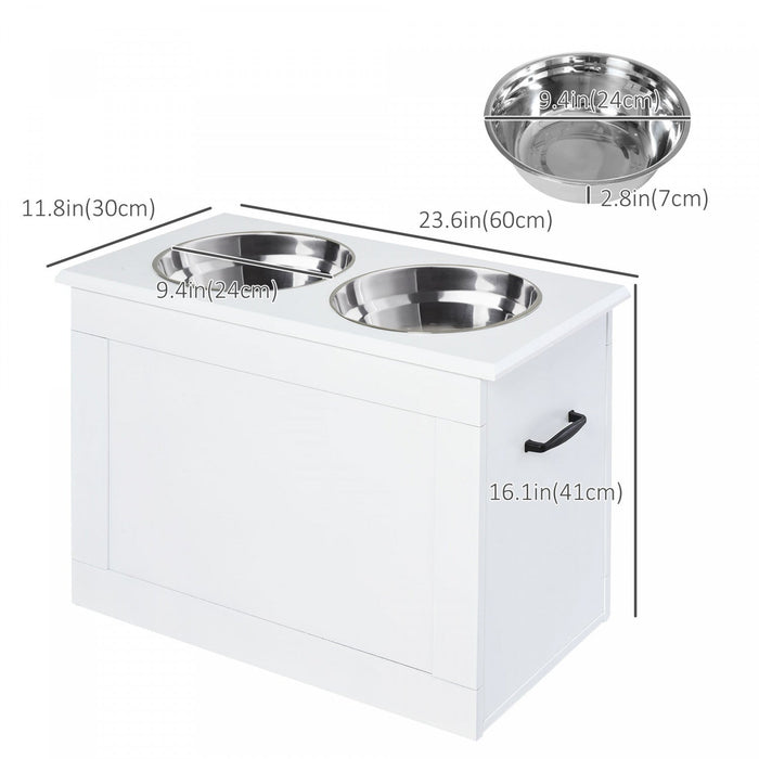 Pawhut Elevated Dog Bowls For Large Dogs With Storage Dog Pet Diner Function 2 Stainless Steel Dog B