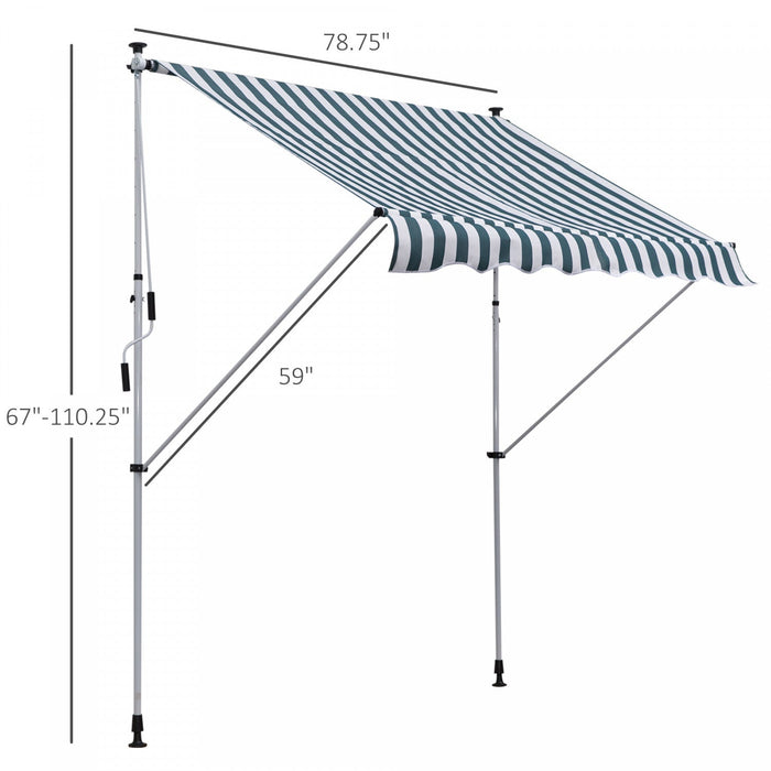 Outsunny 6.6'x5' Manual Retractable Patio Awning Window Door Sun Shade Deck Canopy Shelter Water Res