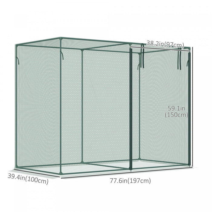 Outsunny 6.5 X 3.3ft Crop Cage, Zippered Door Plant Protection Tent Green