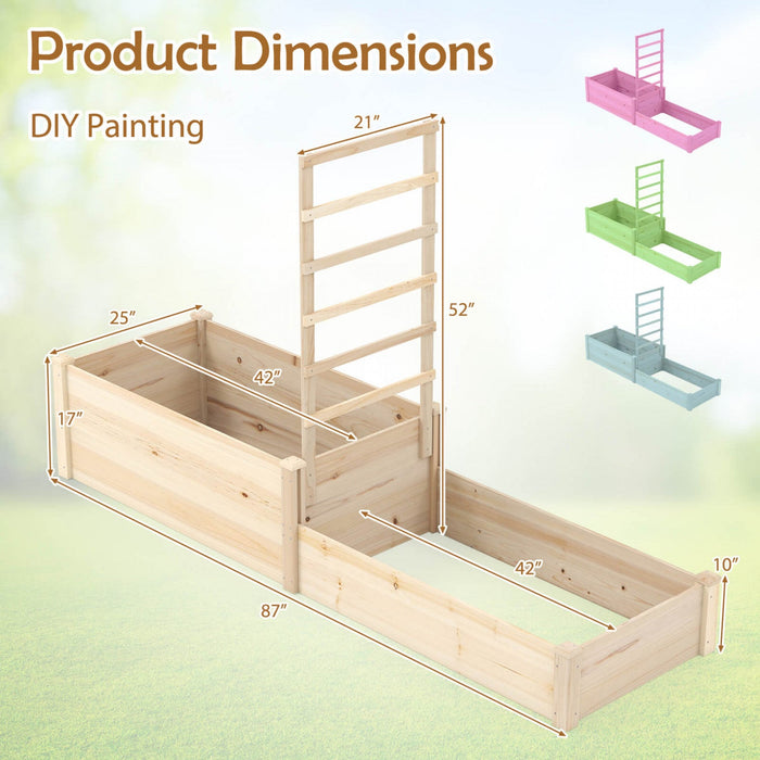 Costway 87" Raised Garden Bed With Trellis 2 Planter Boxes Open-ended Base For Patio