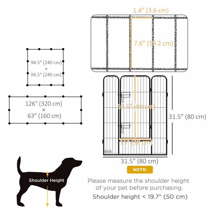 Pawhut Dog Playpen, Heavy-duty Metal Puppy Play Pen, Pet Exercise Fences For Outside And Indoor, Diy