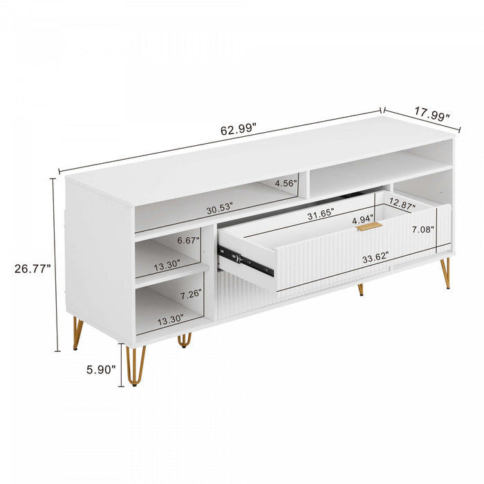 Dumbo Modern 63\" Fluted TV Stand in White 
