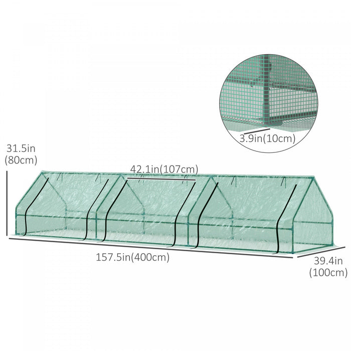 Outsunny 158\" X 39\" X 32\" Plant Greenhouse Portable Garden Seed Flower Tunnel Growing Tent 3 Large Z