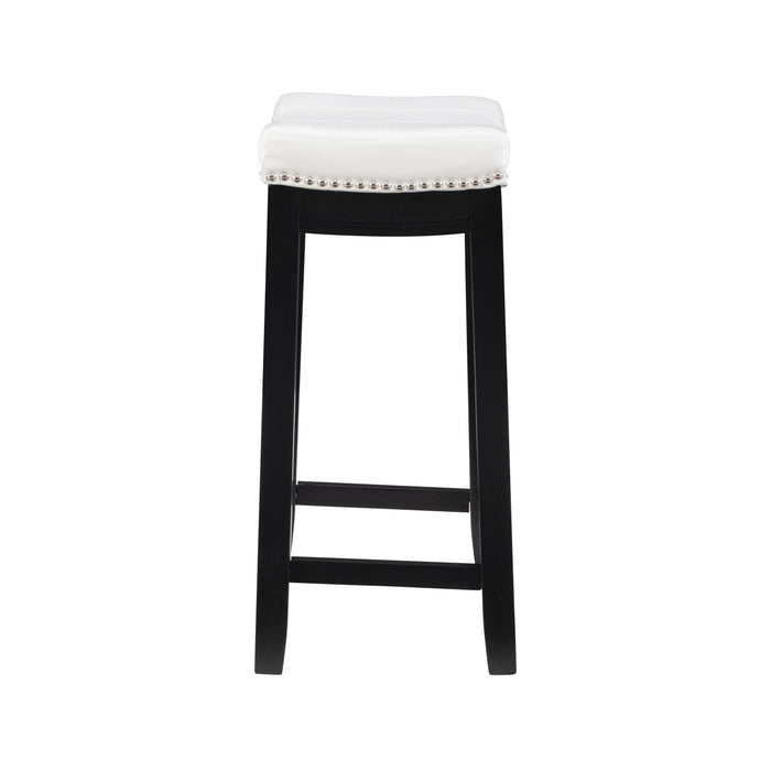 Claridge Faux Leather Backless Counter-Height Stool - Black and White